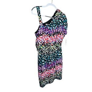 Laundry by Design Womens One Shoulder Dress Blouson Multicolor Size Medium NEW